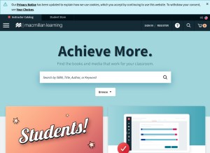 How macmillanlearning.com looks like on a tablet such as an iPad.
