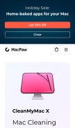 How macpaw.com looks like on a mobile device such as an iPhone.