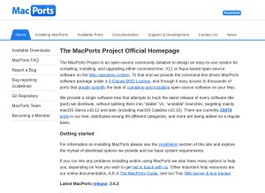 How macports.org looks like on a tablet such as an iPad.