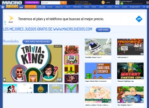 How macrojuegos.com looks like on a tablet such as an iPad.