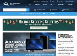 How macsales.com looks like on a tablet such as an iPad.