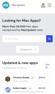 How macupdate.com looks like on a mobile device such as an iPhone.