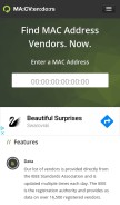 How macvendors.com looks like on a mobile device such as an iPhone.