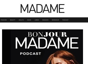 How madame.de looks like on a tablet such as an iPad.