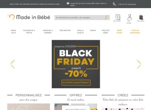 How madeinbebe.com looks like on a tablet such as an iPad.