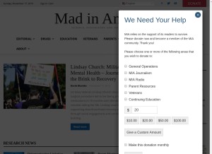 How madinamerica.com looks like on a tablet such as an iPad.