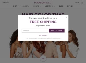 How madison-reed.com looks like on a tablet such as an iPad.