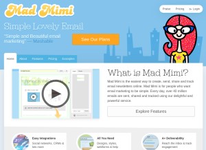 How madmimi.com looks like on a tablet such as an iPad.