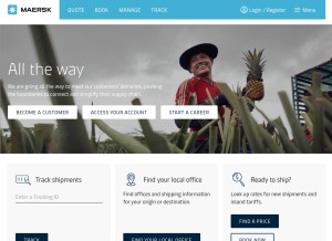 How maersk.com looks like on a tablet such as an iPad.