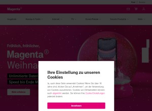 How magenta.at looks like on a tablet such as an iPad.
