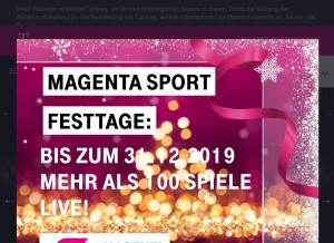 How magentasport.de looks like on a tablet such as an iPad.