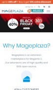 How mageplaza.com looks like on a mobile device such as an iPhone.