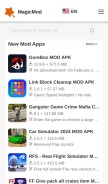 How magicmodapk.com looks like on a mobile device such as an iPhone.