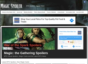 How magicspoiler.com looks like on a tablet such as an iPad.