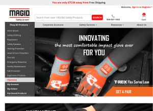 How magidglove.com looks like on a tablet such as an iPad.