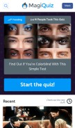 How magiquiz.com looks like on a mobile device such as an iPhone.