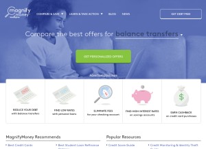 How magnifymoney.com looks like on a tablet such as an iPad.