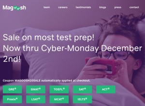 How magoosh.com looks like on a tablet such as an iPad.