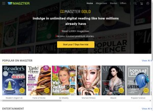 How magzter.com looks like on a tablet such as an iPad.