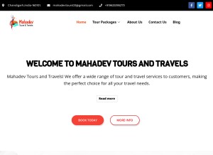 How mahadevtoursandtravels.com looks like on a tablet such as an iPad.