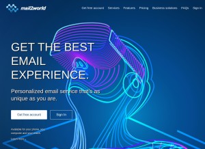 How mail2world.com looks like on a tablet such as an iPad.