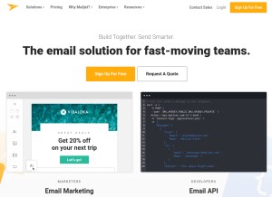 How mailjet.com looks like on a tablet such as an iPad.
