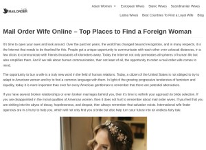 How mailorderwife.org looks like on a tablet such as an iPad.