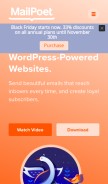 How mailpoet.com looks like on a mobile device such as an iPhone.