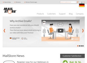 How mailstore.com looks like on a tablet such as an iPad.