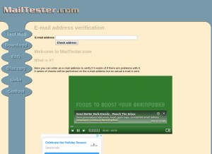 How mailtester.com looks like on a tablet such as an iPad.