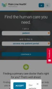 How mainlinehealth.org looks like on a mobile device such as an iPhone.