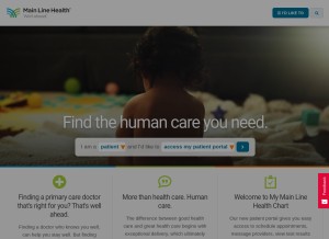 How mainlinehealth.org looks like on a tablet such as an iPad.