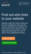 How majestic.com looks like on a mobile device such as an iPhone.
