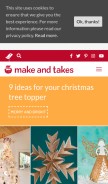 How makeandtakes.com looks like on a mobile device such as an iPhone.