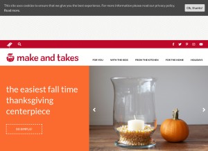 How makeandtakes.com looks like on a tablet such as an iPad.