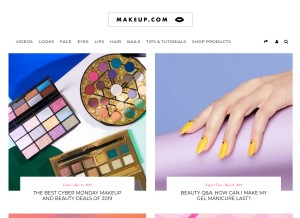 How makeup.com looks like on a tablet such as an iPad.