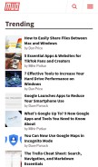 How makeuseof.com looks like on a mobile device such as an iPhone.