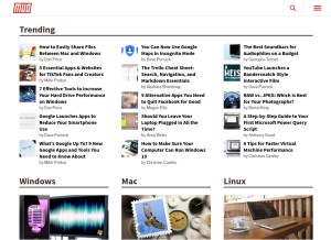 How makeuseof.com looks like on a tablet such as an iPad.