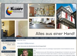 How maler-klumpp.de looks like on a tablet such as an iPad.