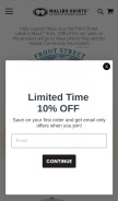 How malibushirts.com looks like on a mobile device such as an iPhone.