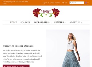 How malinishop.com looks like on a tablet such as an iPad.