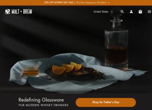 How maltandbrew.com.au looks like on a tablet such as an iPad.