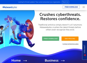 How malwarebytes.com looks like on a tablet such as an iPad.
