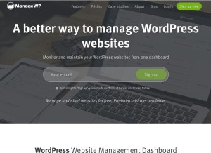 How managewp.com looks like on a tablet such as an iPad.