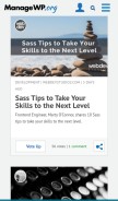 How managewp.org looks like on a mobile device such as an iPhone.