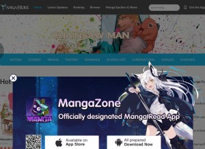 How mangahere.cc looks like on a tablet such as an iPad.