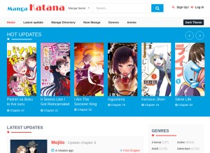 How mangakatana.com looks like on a tablet such as an iPad.