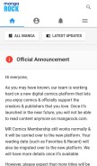 How mangarock.com looks like on a mobile device such as an iPhone.