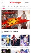 How mangatoon.mobi looks like on a mobile device such as an iPhone.