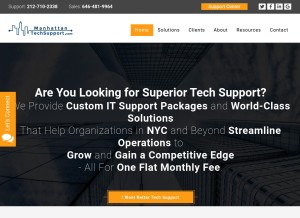 How manhattantechsupport.com looks like on a tablet such as an iPad.